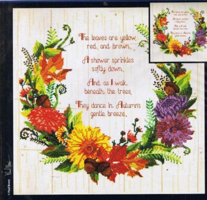 Borduurpakket Autumn Sentiments van Janlynn, Hobby en Vrije tijd, Borduren en Borduurmachines, Nieuw, Borduurpakket, Verzenden