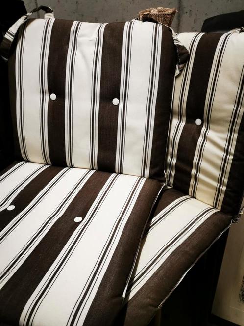 Coussins de chaise rétro vintage 70's combinaison marron bla, Jardin & Terrasse, Accessoires mobilier de jardin, Comme neuf, Enlèvement ou Envoi