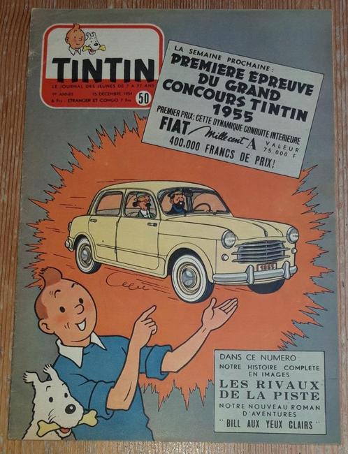 Journal Tintin 50 de 1954 Couverture Concours Tintin Hergé, Boeken, Stripverhalen, Gelezen, Eén stripboek, Ophalen of Verzenden