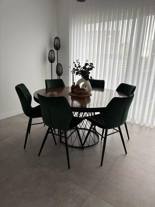 6 eetkamerstoelen, velvet groen, Huis en Inrichting, Stoelen, Ophalen