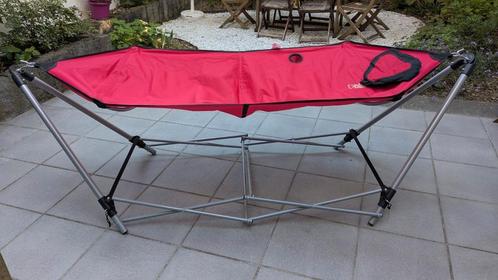 Gloednieuwe rode opvouwbare hangmat, Tuin en Terras, Hangmatten, Zo goed als nieuw, Inklapbaar, Ophalen