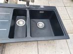 Spoelbak / gootsteen + keukenmengkraan, Huis en Inrichting, Ophalen, Zo goed als nieuw, Zwart