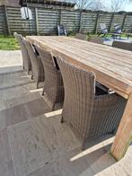 Tafel  teak 3m met 8 stoelen (kussen), Tuin en Terras, Ophalen