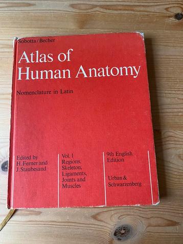 Atlas of Human Anatomy , Vol . 1 , 9th English Edition, Boeken, Ophalen, Gelezen, Hoger Onderwijs, Sobotta , Becher