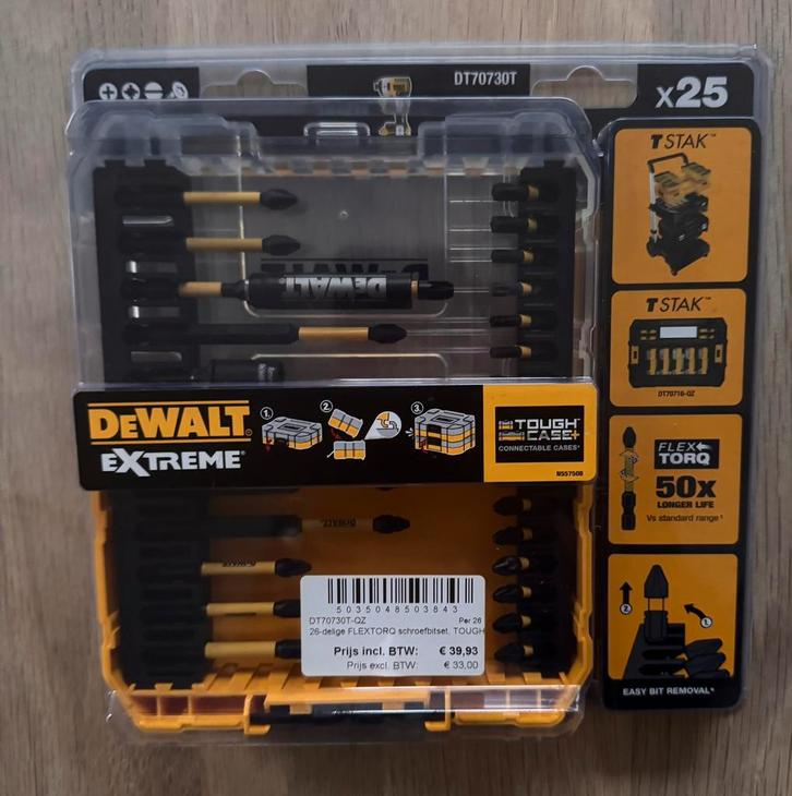 Dewalt Extreme 26-delig schroefbitset, nieuw!, Doe-het-zelf en Bouw, Gereedschapskisten, Nieuw, Ophalen