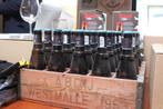Westmalle Trappist houten bakje met lege flesjes, Verzamelen, Biermerken, Overige merken, Flesje(s), Zo goed als nieuw, Ophalen