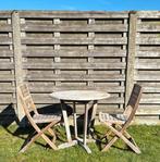Tuinset Teak ronde tafel en 2 stoelen, Enlèvement, Utilisé, Salons de jardin