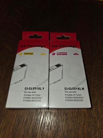 2 COMPATIBELE INKTPATRONEN CANON CL 551 Y EN M  beschikbaar voor biedingen