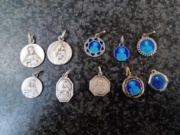 religieuze scapulier hangertjes - medaillons - zilver, Antiek en Kunst, Curiosa en Brocante, Ophalen of Verzenden