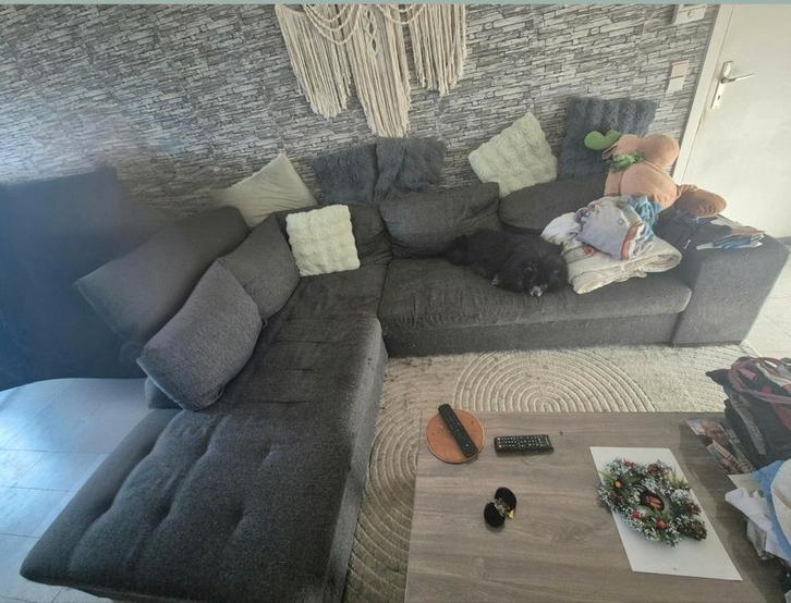 Gebruikte hoekzetel (kan in 2 delen getransporteerd worden)., Huis en Inrichting, Zetels | Complete zithoeken, Gebruikt, Stof