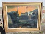 huile sur panneau site industriel signe luc perot, Antiek en Kunst, Ophalen of Verzenden