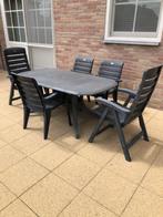 Hartman tuintafel plus 5 stoelen, Tuin en Terras, Tuintafels, Ophalen, Gebruikt, Rechthoekig, Kunststof
