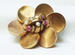 Broche vintage goud 18 kt, Handtassen en Accessoires, Antieke sieraden, Ophalen of Verzenden, Goud, Broche, Met edelsteen