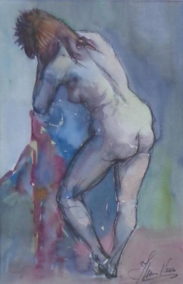 JAN VAN DER VEER / RUGGELINGS NAAKT / ORIGINEEL / 74x54cm beschikbaar voor biedingen