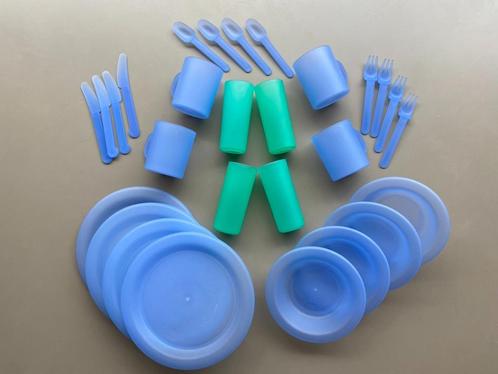 28-delige picknick set servies met tas, Hobby en Vrije tijd, Picknickmanden, Zo goed als nieuw, Ophalen of Verzenden