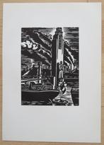 Xylographie de Frans Masereel : LIEGE : le Canal Albert, Antiquités & Art, Envoi