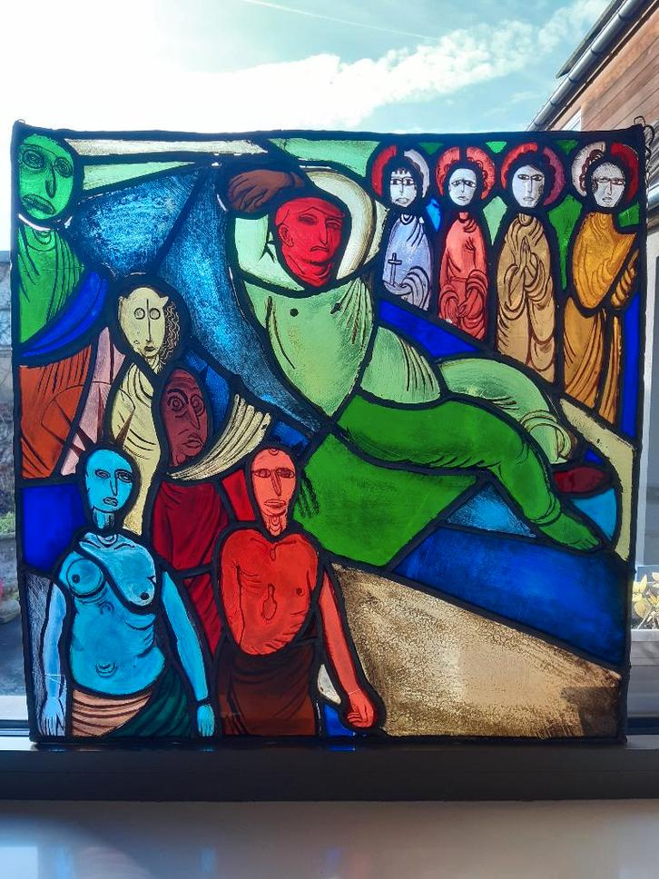 glas in loodraam, Antiek en Kunst, Antiek | Glaswerk en Kristal, Ophalen of Verzenden