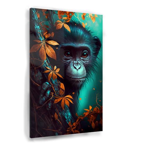 Joli singe nature Peinture sur verre 60x90cm + système d'acc, Antiquités & Art, Art | Peinture | Moderne, Envoi