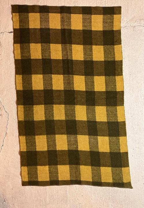 Retro Zaalberg woondeken wol geblokt groen/geel 210/127, Huis en Inrichting, Woonaccessoires | Plaids en Woondekens, Zo goed als nieuw