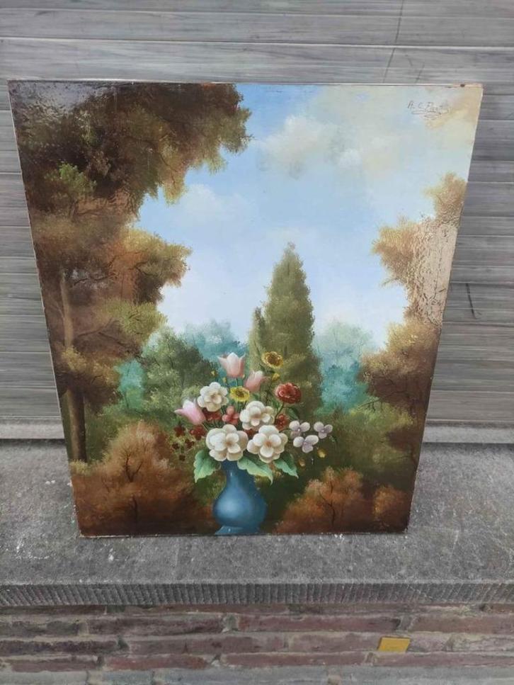 Huile sur panneau la forêt signe Carl prevot, Antiek en Kunst, Kunst | Schilderijen | Klassiek, Ophalen of Verzenden