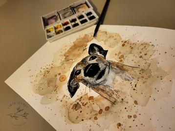 Tekening 'Windhond' handgemaakt beschikbaar voor biedingen