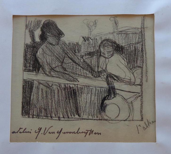 GEORGES VAN ZEVENBERGHEN / LE BALCON / ORIGINEEL / 43x30cm, Antiquités & Art, Art | Peinture | Moderne, Enlèvement ou Envoi