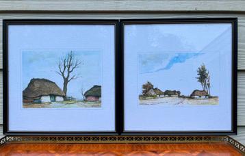 Paar 'aquarel' schilderijtjes beschikbaar voor biedingen