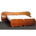 Vintage design bed met nachtkastjes jaren 50 60 teak walnoot, Vintage, Ophalen of Verzenden, 200 cm