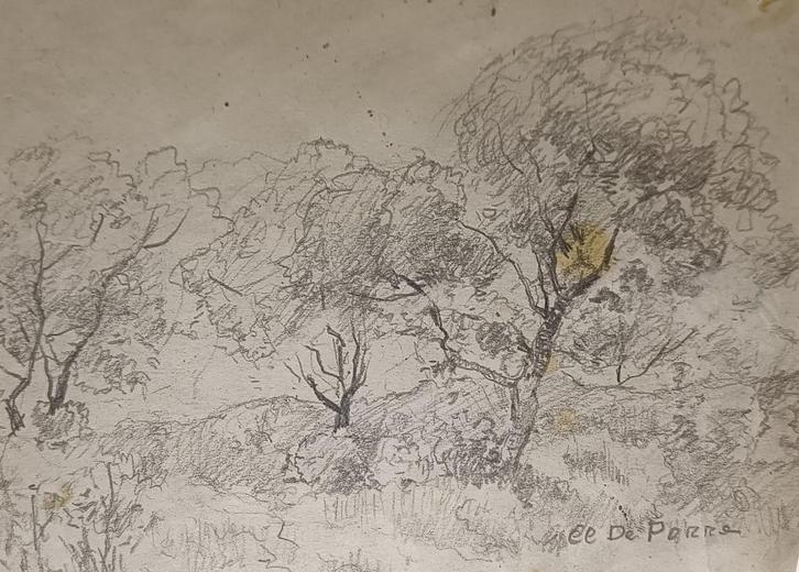 Clement De Porre (1874-1947): Bomen (30 x 24 cm), Antiek en Kunst, Kunst | Schilderijen | Klassiek, Ophalen of Verzenden