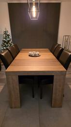 Eiken eettafel 2mx1m en 6 stoelen., Huis en Inrichting, Ophalen