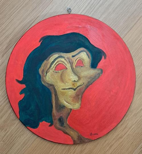 Modern dubbelzijdig schilderij — olieverf op gebogen hout, Antiek en Kunst, Kunst | Schilderijen | Modern, Ophalen of Verzenden