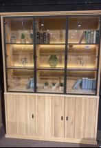Vitrinekast massief eik, Huis en Inrichting, Kasten | Vitrinekasten, Ophalen, 200 cm of meer, 150 tot 200 cm, Nieuw