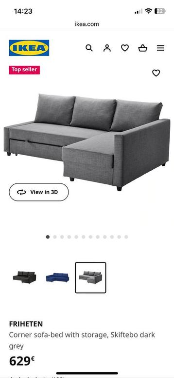 Ikea Friheten L-vormige hoekslaapbank met opberger