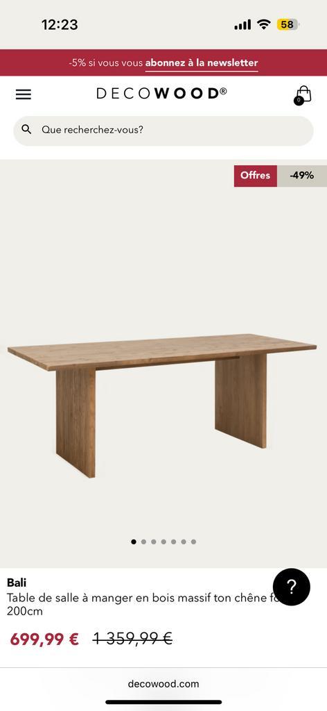 Eettafel Bali (DECOWOOD) - eikenkleurig - 200x80x75cm, Huis en Inrichting, Tafels | Eettafels, Nieuw, 50 tot 100 cm, 200 cm of meer