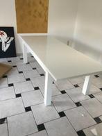 Table de salle à manger mat avec sa rallonge et son verre, Maison & Meubles, Comme neuf, Rectangulaire, Modern, 50 à 100 cm