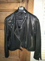 Belle veste en cuir noire à fermetures éclair, Enlèvement, Noir