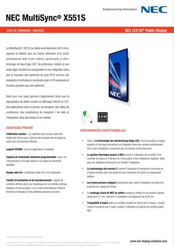 NEC Ecran pro MultiSync X551S beschikbaar voor biedingen