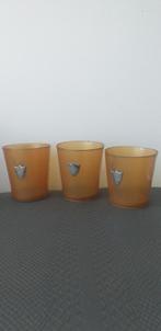 Set Van Drie hoornen Bekers met Zilveren montuur c 1910.., Ophalen of Verzenden