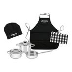 Demeyere - 3 casseroles - toque - tablier - serviette de cui, Matériaux autres, Jouer à la cuisine, Enlèvement, Neuf