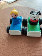 2 leuke vintage Fischer price autootjes met mannetjes erbij, Antiek en Kunst, Ophalen