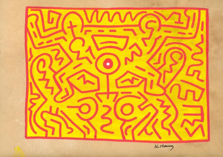 Keith Haring Artwork, Antiek en Kunst, Kunst | Schilderijen | Modern, Ophalen of Verzenden