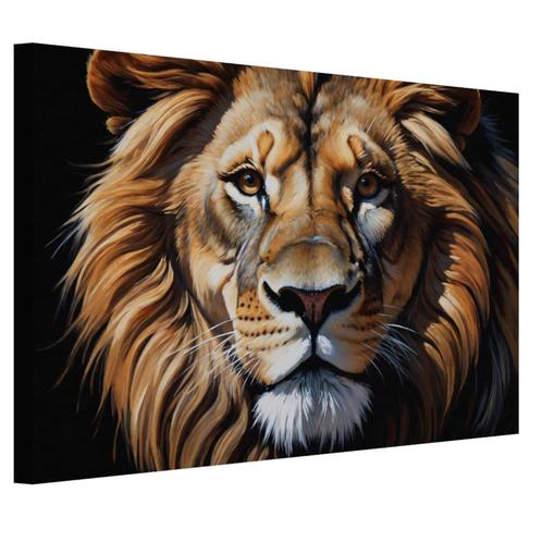 Portret leeuw canvas 60x40cm - 18mm., Huis en Inrichting, Woonaccessoires | Wanddecoraties, Nieuw, Verzenden