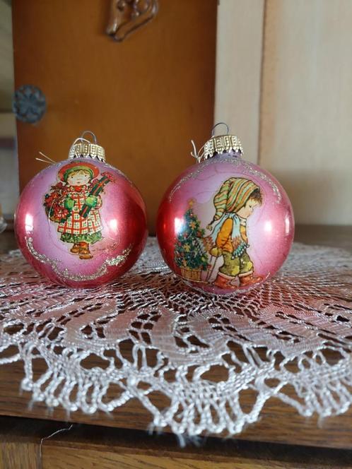 2 oude kerstballen Sarah Kay, Verzamelen, Retro, Huis en Inrichting, Ophalen of Verzenden