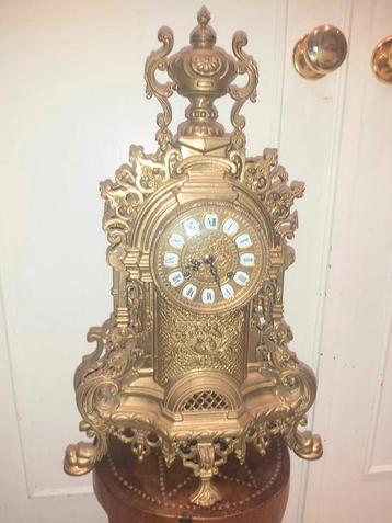 Victorian Ornate Brass Mantle Clock, 1880s beschikbaar voor biedingen