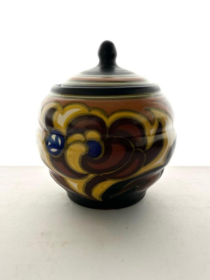Art Deco Gouda Nederland dekselpot, Antiek en Kunst, Antiek | Vazen, Ophalen of Verzenden