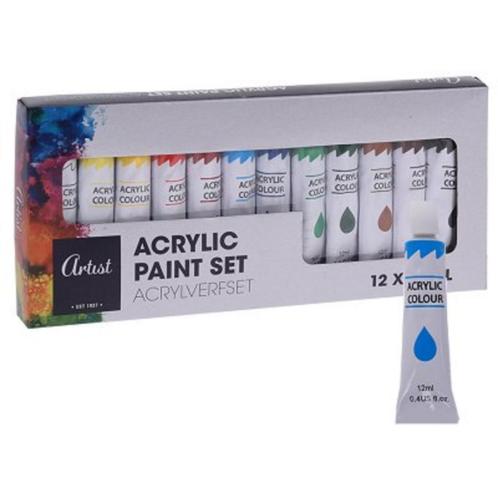 Acrylverf set 12 tubes 12 ml Artist, Hobby & Loisirs créatifs, Peinture, Neuf, Peinture acrylique, Enlèvement ou Envoi