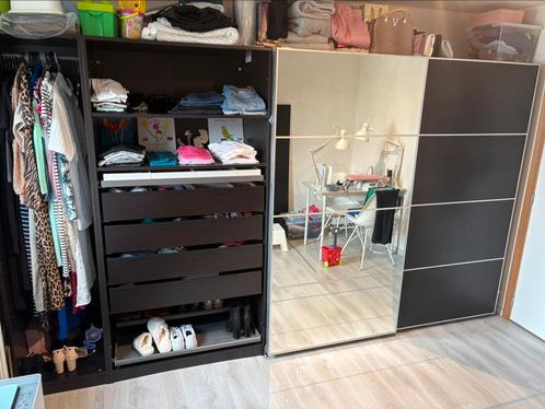 Donkerbruine pax kast ikea, Huis en Inrichting, Kasten | Kleerkasten, Gebruikt, 150 tot 200 cm, Ophalen