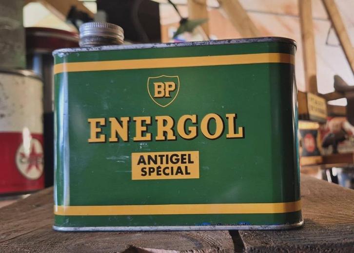 Vintage 1 literblik, olieblik BP Energol Antigel Spécial️️⛽️, Verzamelen, Merken en Reclamevoorwerpen, Gebruikt, Verpakking, Ophalen of Verzenden