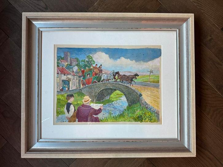 Prachtige aquarel schets van Anton Pieck!, Antiek en Kunst, Kunst | Schilderijen | Klassiek, Ophalen