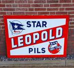 XXL dubbelzijdig emaille bord Star Leopold pils🍺, Collections, Utilisé, Enlèvement ou Envoi, Panneau publicitaire